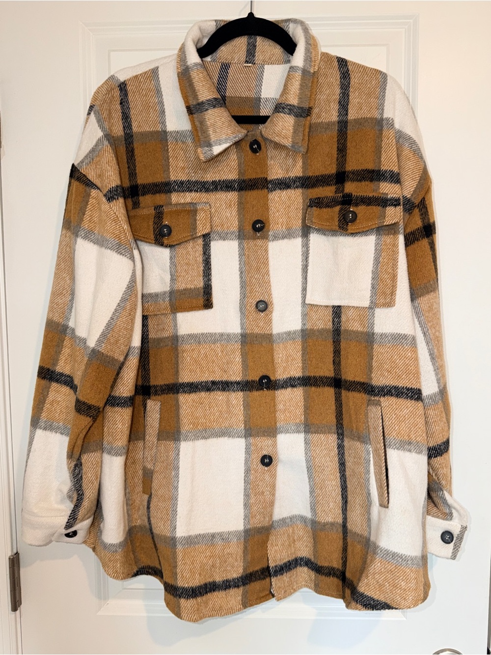 Beaully, Mustard/White/Black Plaid Shacket, 2X - Picture 4 of 10